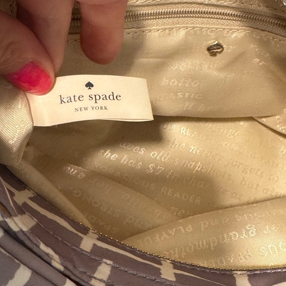 Kate Spade Gray and White Ribbon Nylon Shoulder Bag - Picture 10 of 15